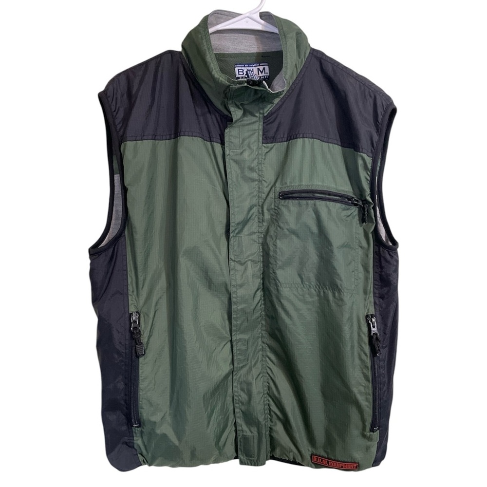 Vintage BUM Equipment Vest Green Mesh Nylon Windbreaker Vest Medium / M